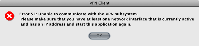 Cisco VPN Client Error 51